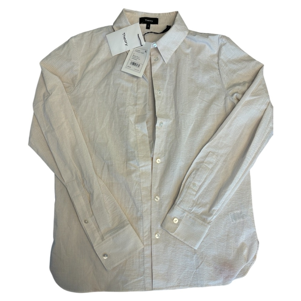 Theory Beige Button-Up Shirt